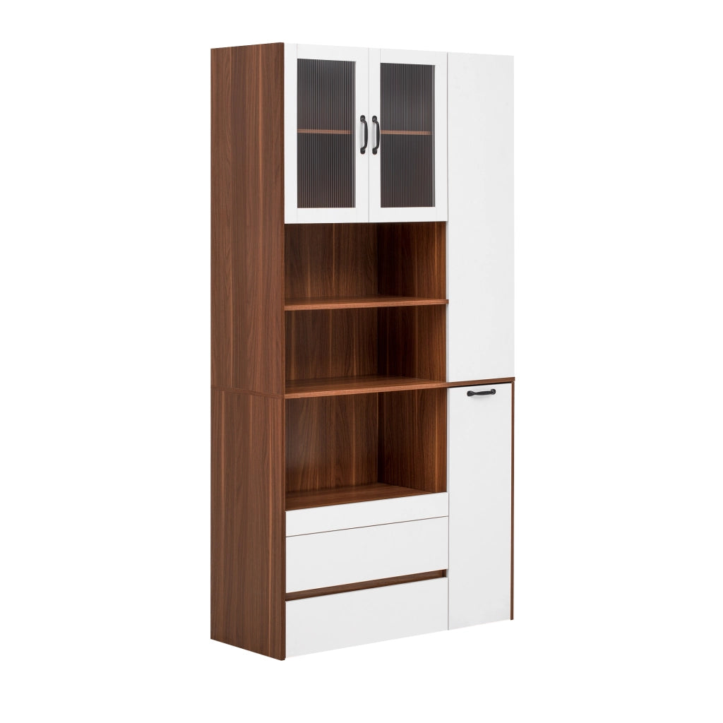 Credenza con Ripiani Regolabili e Cassetti ¨C Xylo ¨C Bianco e Noce
