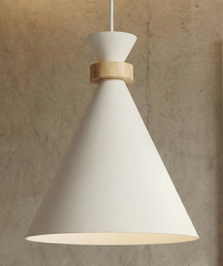 Lampada a sospensione ZERO bianca con legno 1xE27 Emibig