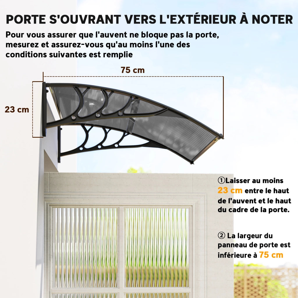 Tettuccio da esterno in policarbonato e alluminio ¨C Minimal ¨C 100x75 cm nero