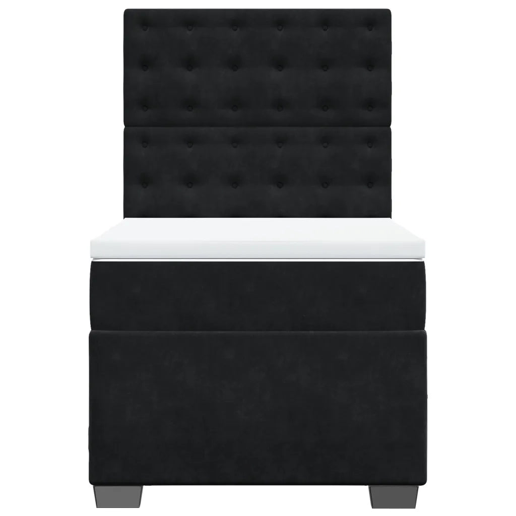 Giroletto a Molle con Materasso Nero 90x200 cm in Velluto