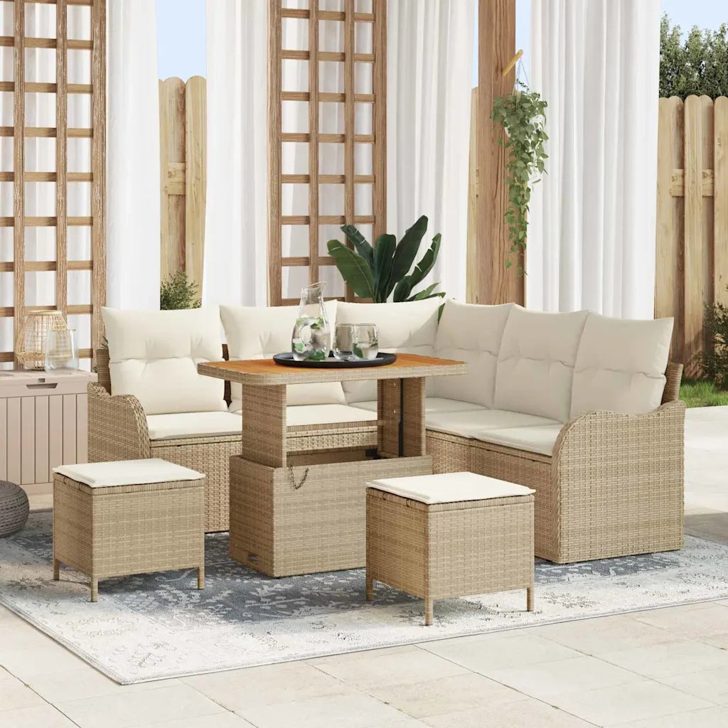 Set Divano da Giardino con cuscino 8 pcs Beige e Crema 3364216