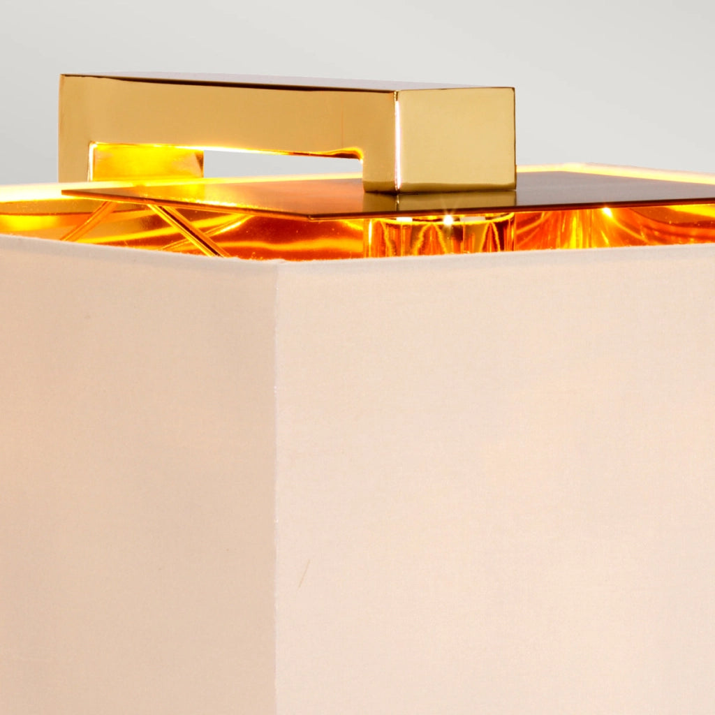 Lampada da tavolo oro paralume beige E27 Plein Elstead