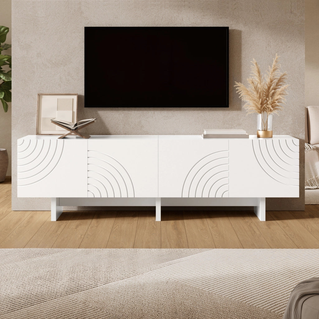 Cassettiera TV bianca in MDF e truciolare; lunghezza 170 cm