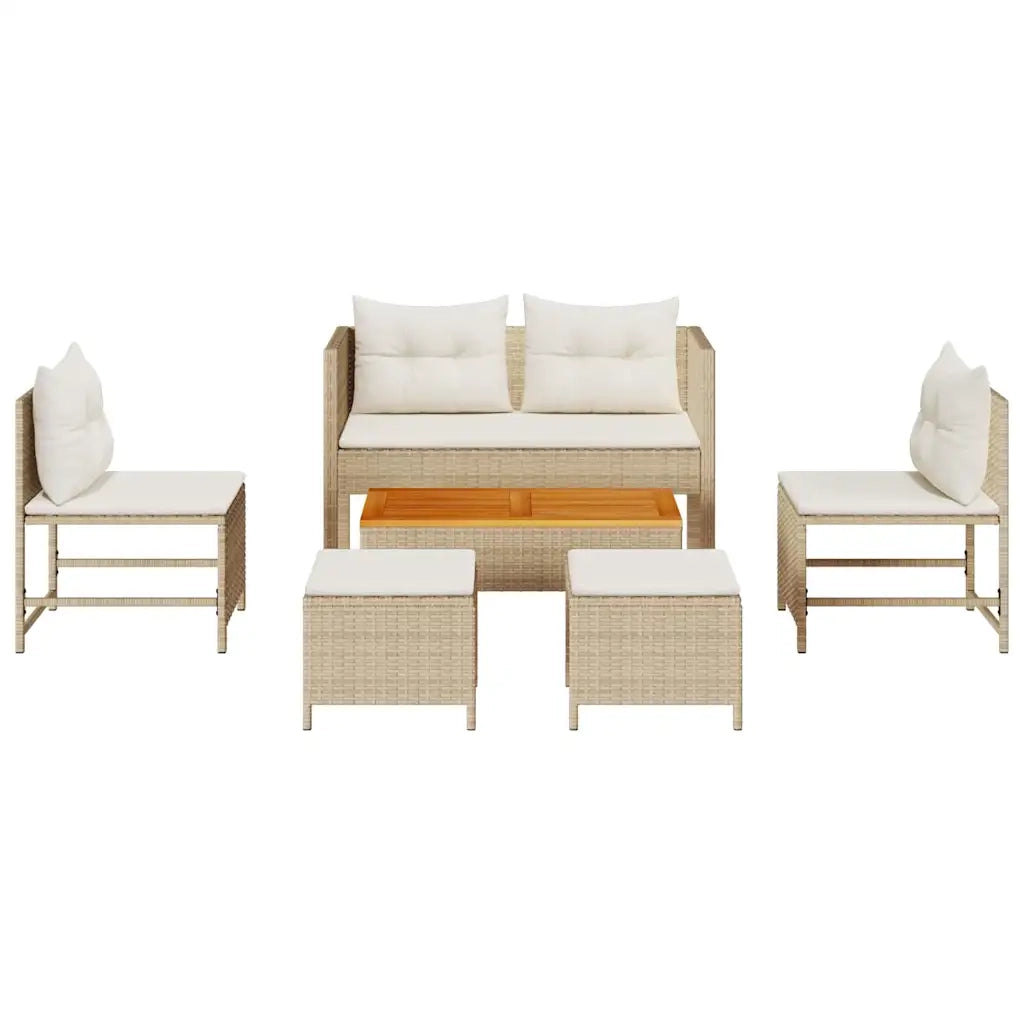 Set Divano da Giardino 6 pcs Beige e Crema polyrattan 4104703