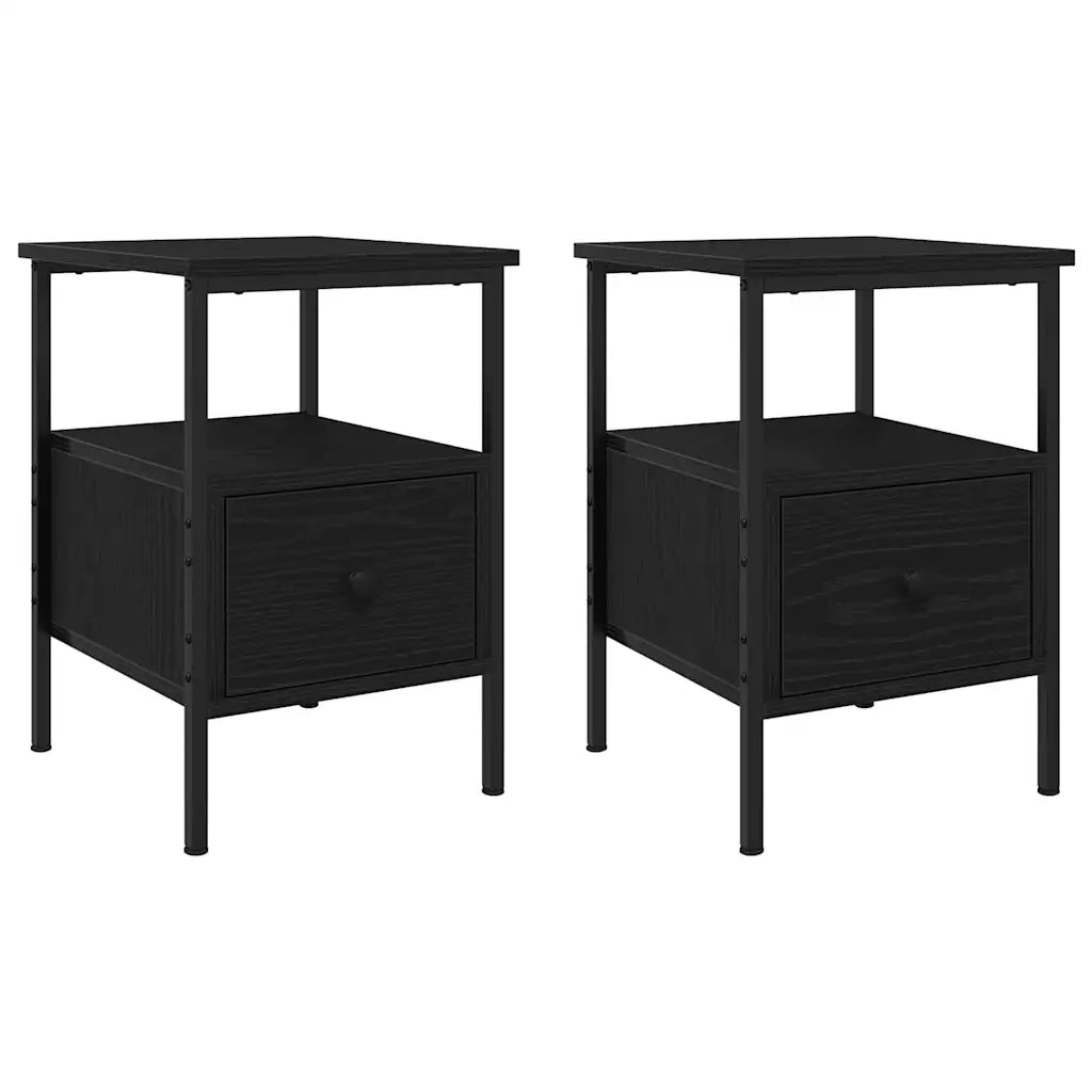 Armadio da Notte 2 pz Rovere Nero 34 x 36 x 50 cm 862924