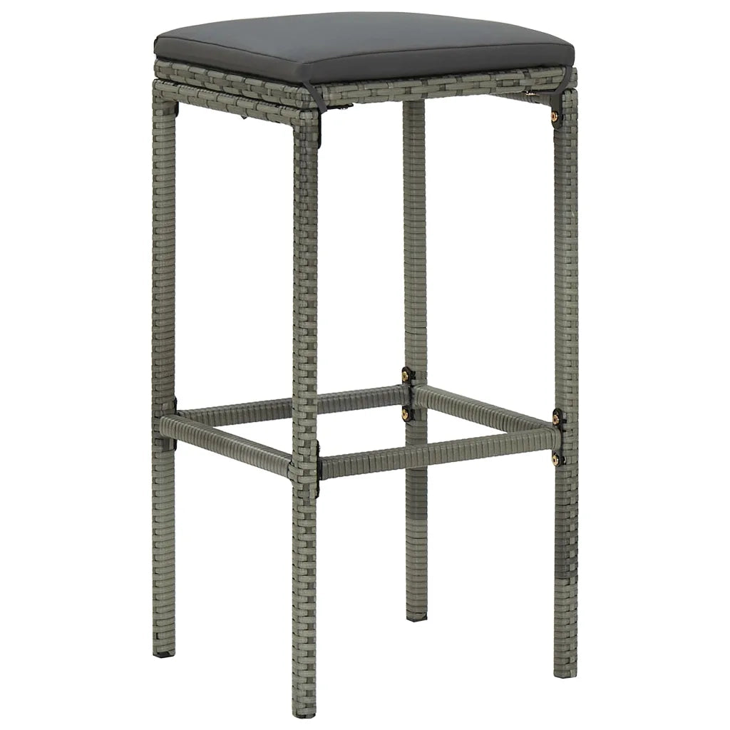 Set da Bar da Giardino 3 pz con Cuscini in Polyrattan Grigio 3064818