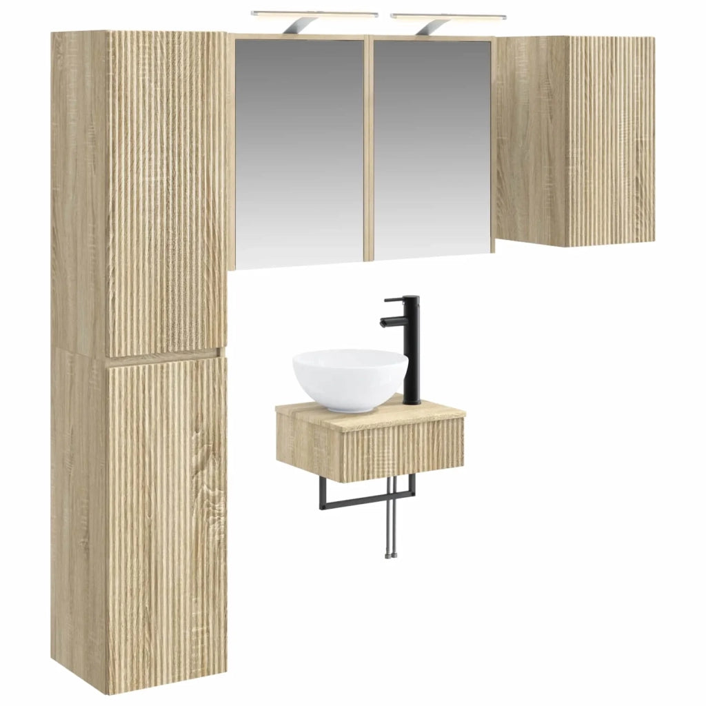 Set di mobili per il bagno 5 pz Rovere Sonoma 3407249