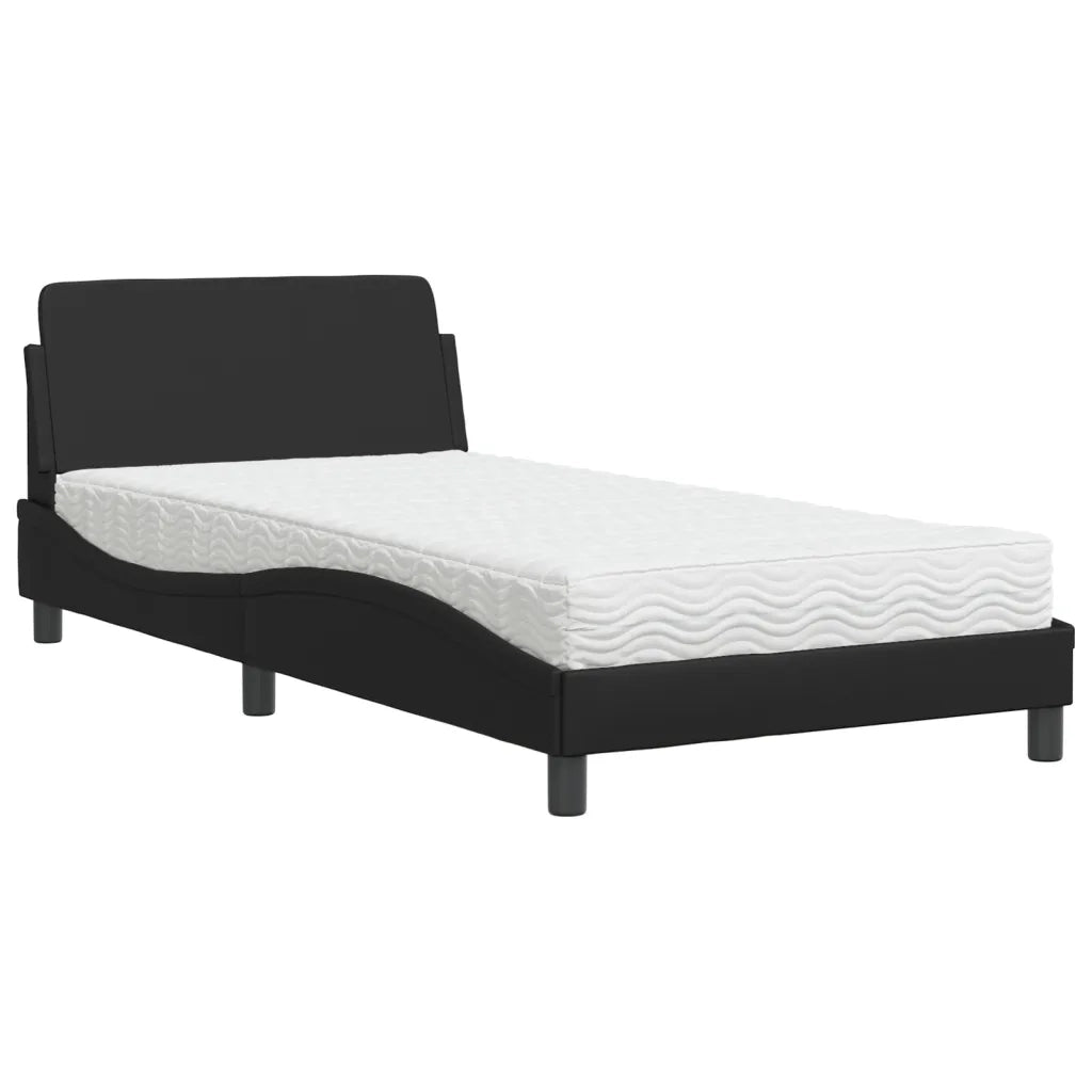 Letto con Materasso Dover Nero 100x200 cm in Similpelle