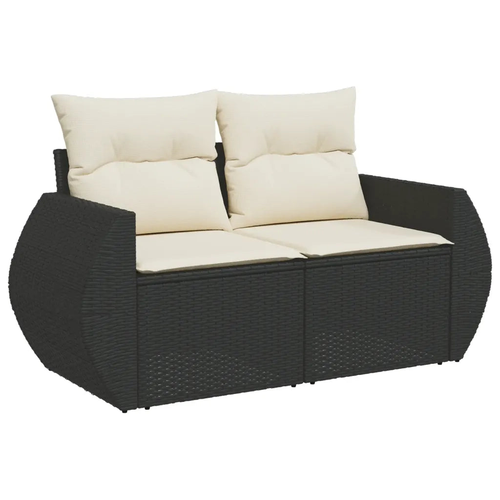 Set Divani da Giardino 9 pz con Cuscini Nero in Polyrattan 3221625