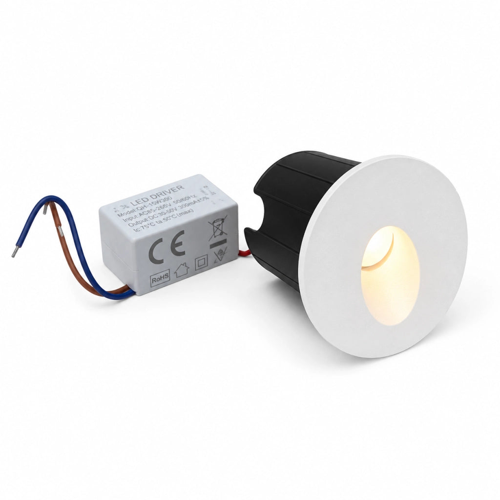 Segnapasso LED da Incasso Rotondo Bianco 1,5W IP54 Mini Segnalatore Luminoso Parete per Scale Corridoi Muretti Piscina 145lm Colore della luce: Luce calda