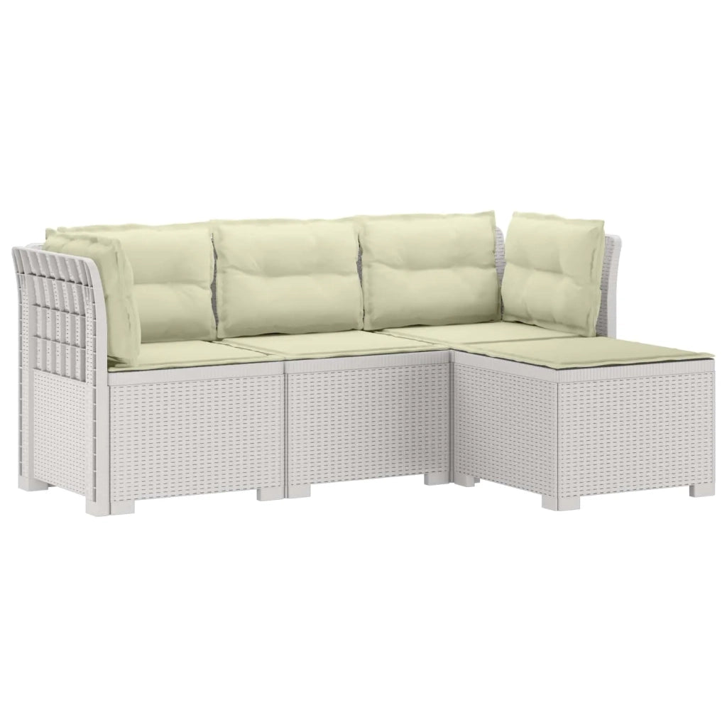 Divano da giardino 4 posti con cuscini aspetto rattan PP Bianco 3443950