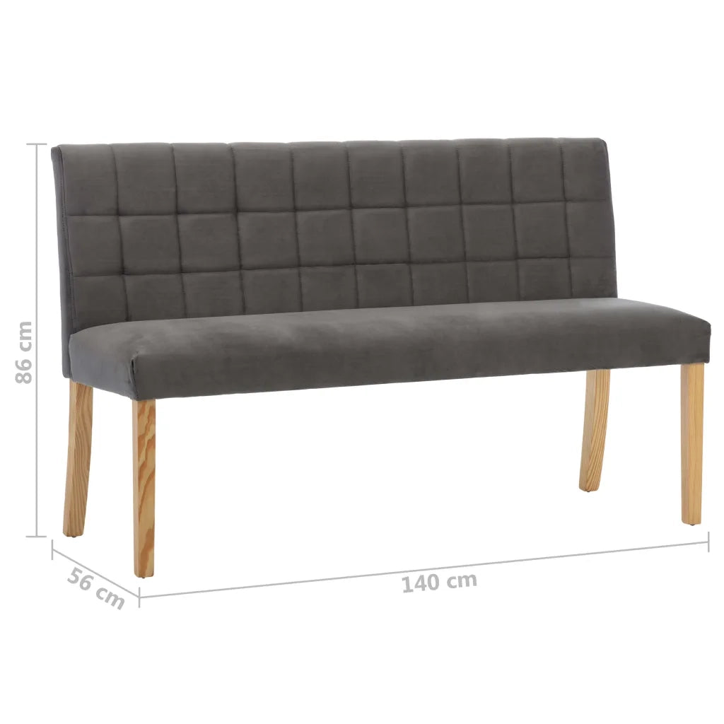 Panca-Sgabello 140 cm Grigia in Velluto