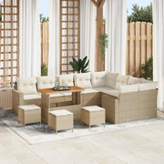 Set Divano da Giardino 14 pcs Beige e Crema polyrattan