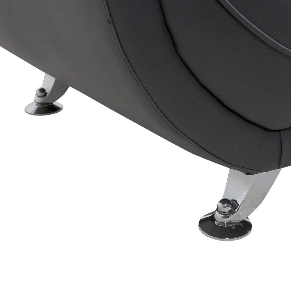 Poltrona Grigio Ecopelle Cuscino Braccioli Gambe Moderne In Metallo Argento