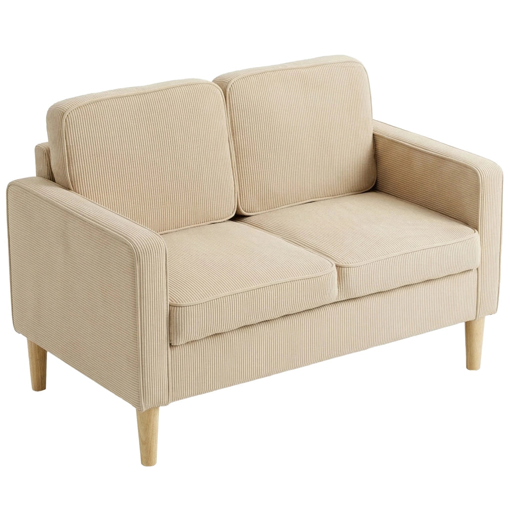Divano 2 Posti con Tessuto e Cuscini ¨C Minimal ¨C Beige 117x63x79 cm