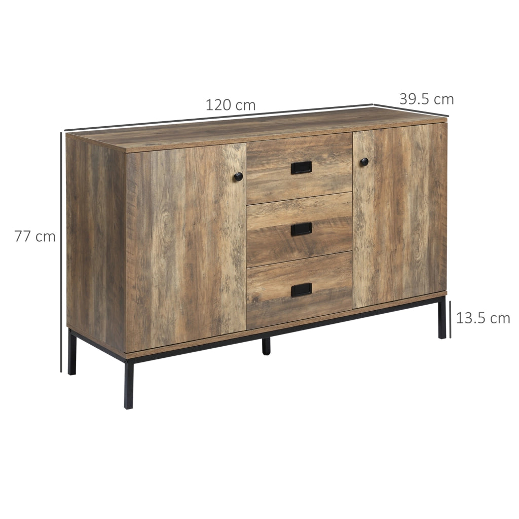 Credenza Moderna con Cassetti e Armadietti ¨C Minimal ¨C Truciolato e Metallo, 120x39.5x77 cm