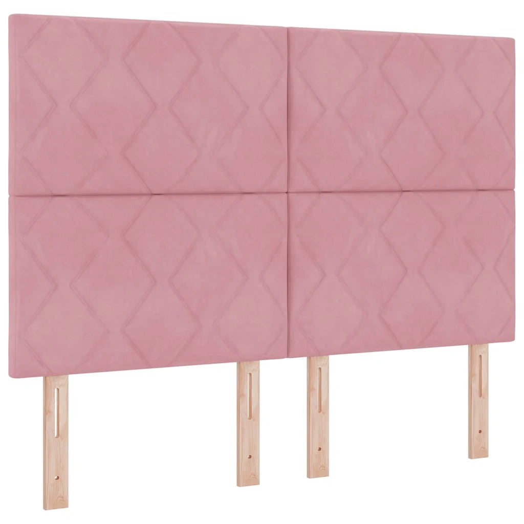 Letto a molle con testiera Rosa 200 x 140 cm Velluto 3340987
