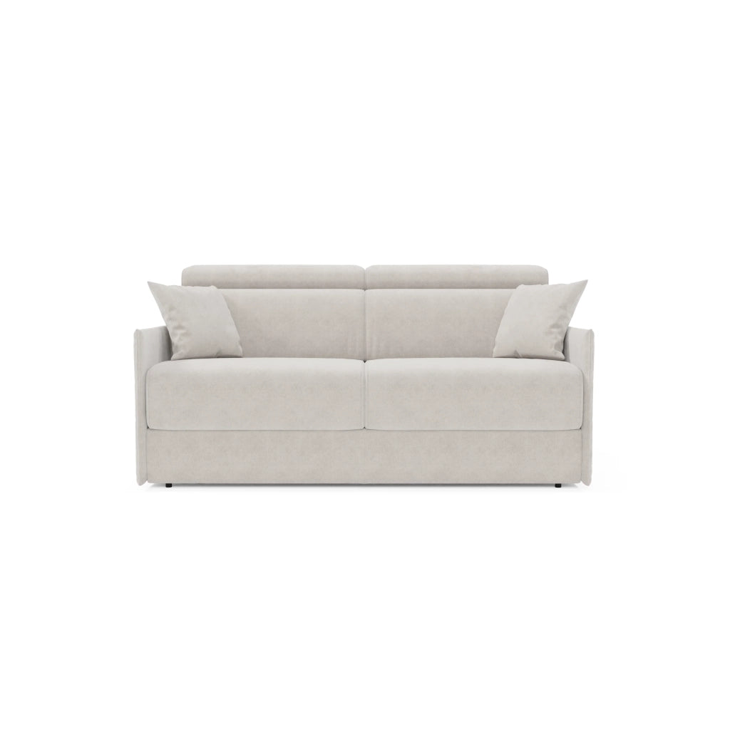 Miryam Divano letto con poggiatesta reclinabili e comfort maxi - design compatto in morbido tessuto smacchiabile T31 169 cm bianco