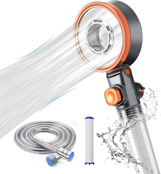 Douchekop con serpentina e filtro - risparmio d'acqua - massaggio - cromato
