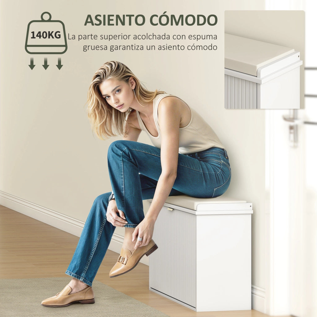 Panca con cassetto e appendiabiti ¨C Minimal ¨C 80x26x47,5 cm bianco
