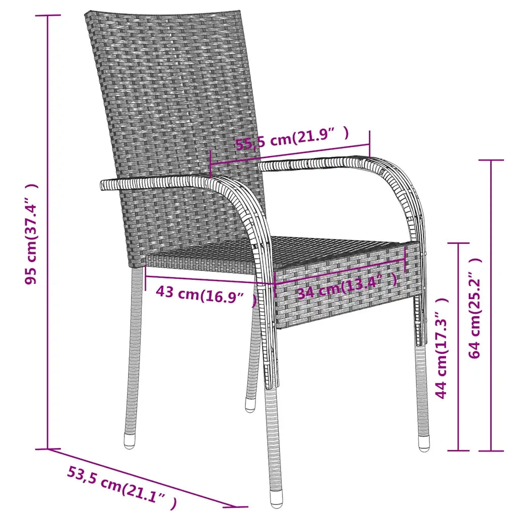 Set Mobili da Pranzo per Giardino 3 pz Nero 3099377