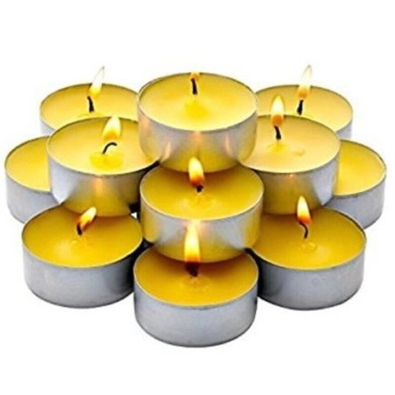 MAURY'S CANDELINE TEA LIGHT 15 PZ GIALLE CON OLIO DI CITRONELLA E BASE IN METALLO