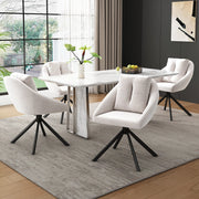 Sedia da pranzo girevole in velluto con supporto ergonomico e base in metallo per casa e ufficio beige 4 pezzi