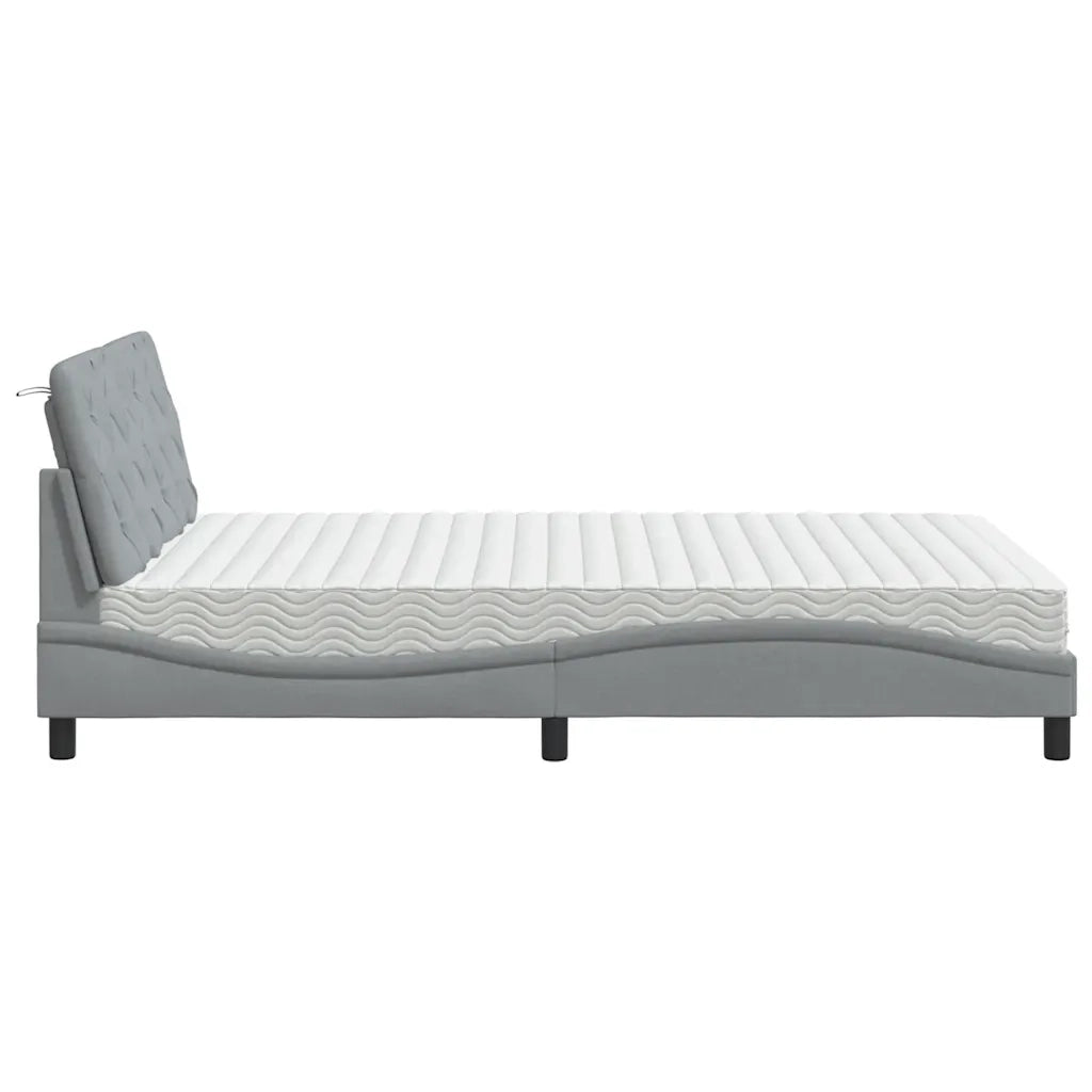 Letto con Materasso Grigio Chiaro 120x200cm Tessuto 3310727