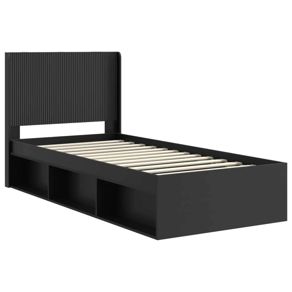 Struttura del letto con stoccaggio e testata Nero 75 x 190 cm 3413910