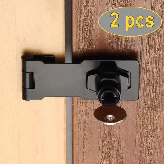 Hasp per slot, chiusura hasp a chiave in metallo, 2 confezioni da 7,5 cm (3 pollici) chiusura hasp con serratura e chiave in metallo per porte, armadi e finestre