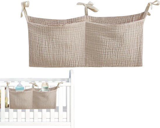 Organizzatore Portatile Cassettiera da Notte - Cestino per Bambino con 2 Cestelli in Cotone - Borsa di Deposito Multifunzionale per Contenitori di Pannolino.