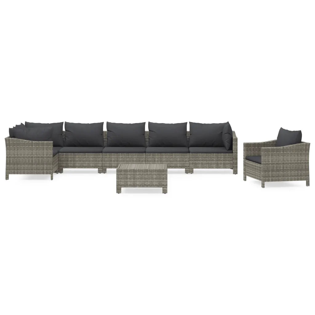 Set Divani da Giardino 8 pz con Cuscini in Polyrattan Grigio 3187285