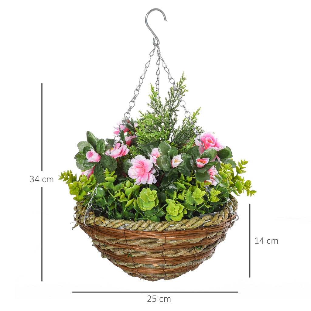 Set Piante Finte Lisianthus con Vaso ¨C Minimal ¨C Verde Rosa 25x34 cm