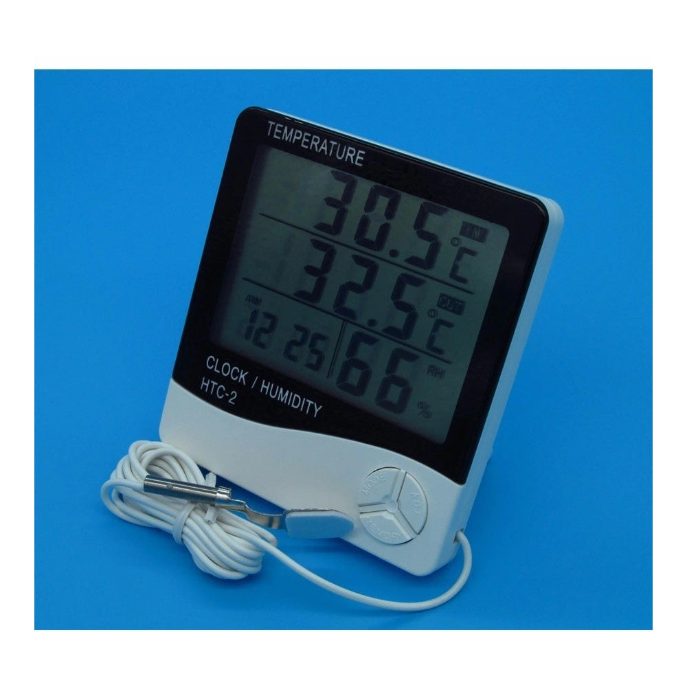Trade Shop - Termometro Igrometro Digitale Temperatura Umidita' Ora Data Casa Htc-2 Con Sonda -