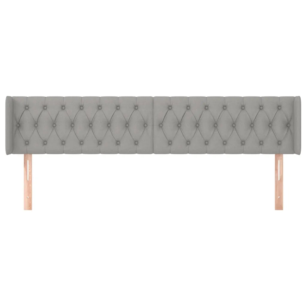 Testiera ad Orecchio-Testata con Orecchie Grigio Chiaro 203x16x78/88 cm in Tessuto 375996