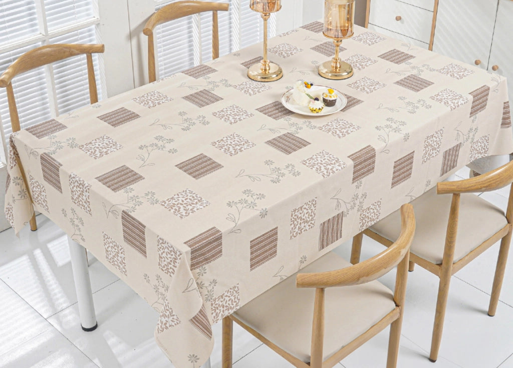 Tovaglia Antimacchia PVC Proteggi Tavolo Maniva Glitter Riga Flower - 140x160 - D5 Beige