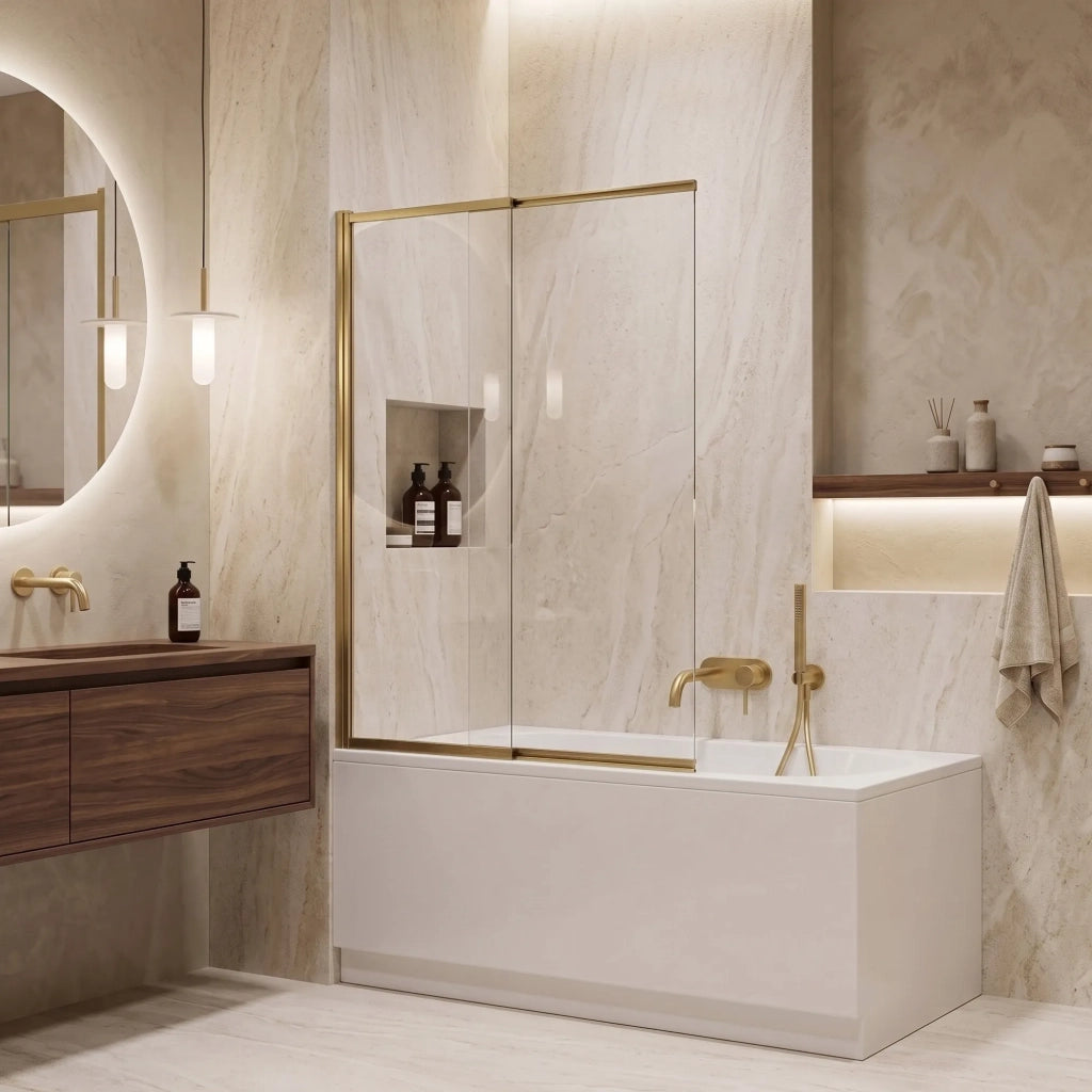 Paravento Vasca Scorrevole Rea Dario Brush Gold 100