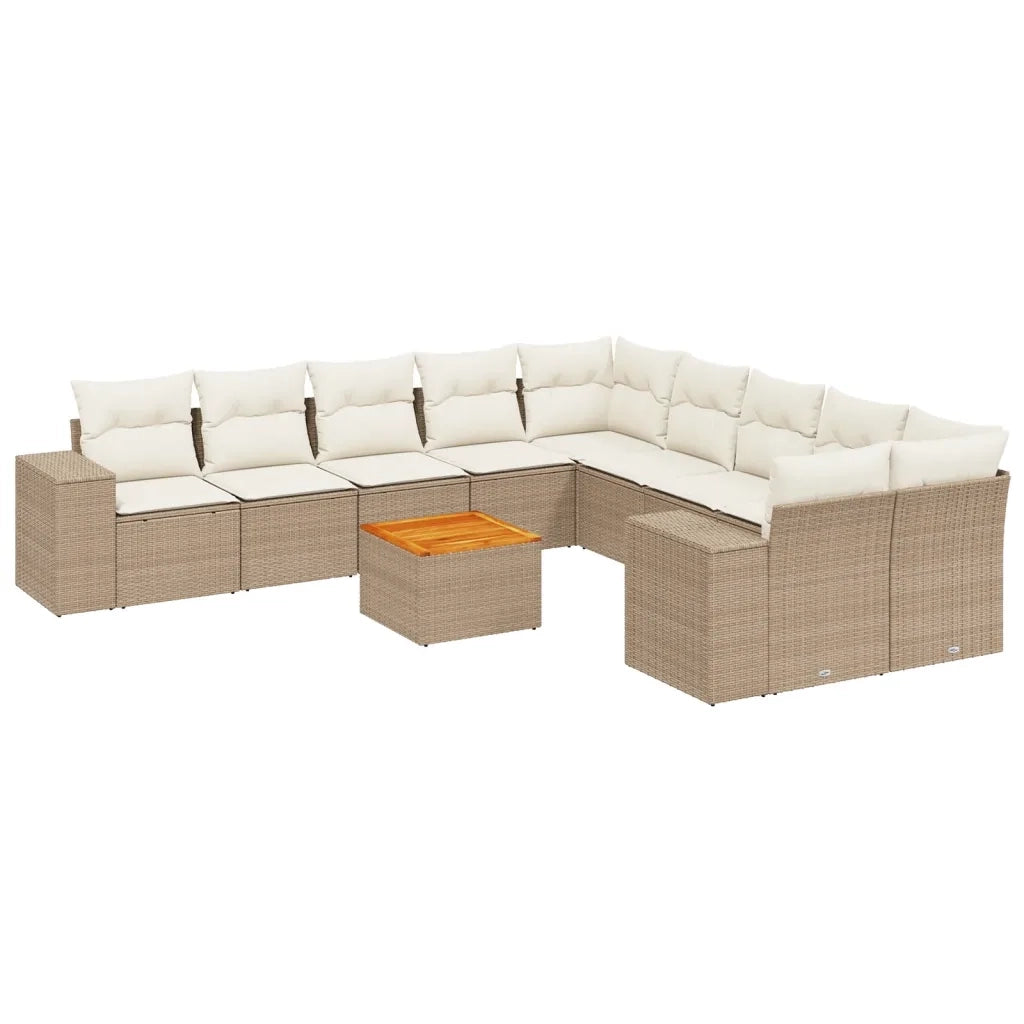 Set Divani da Giardino 11 pz con Cuscini Beige in Polyrattan 3257969