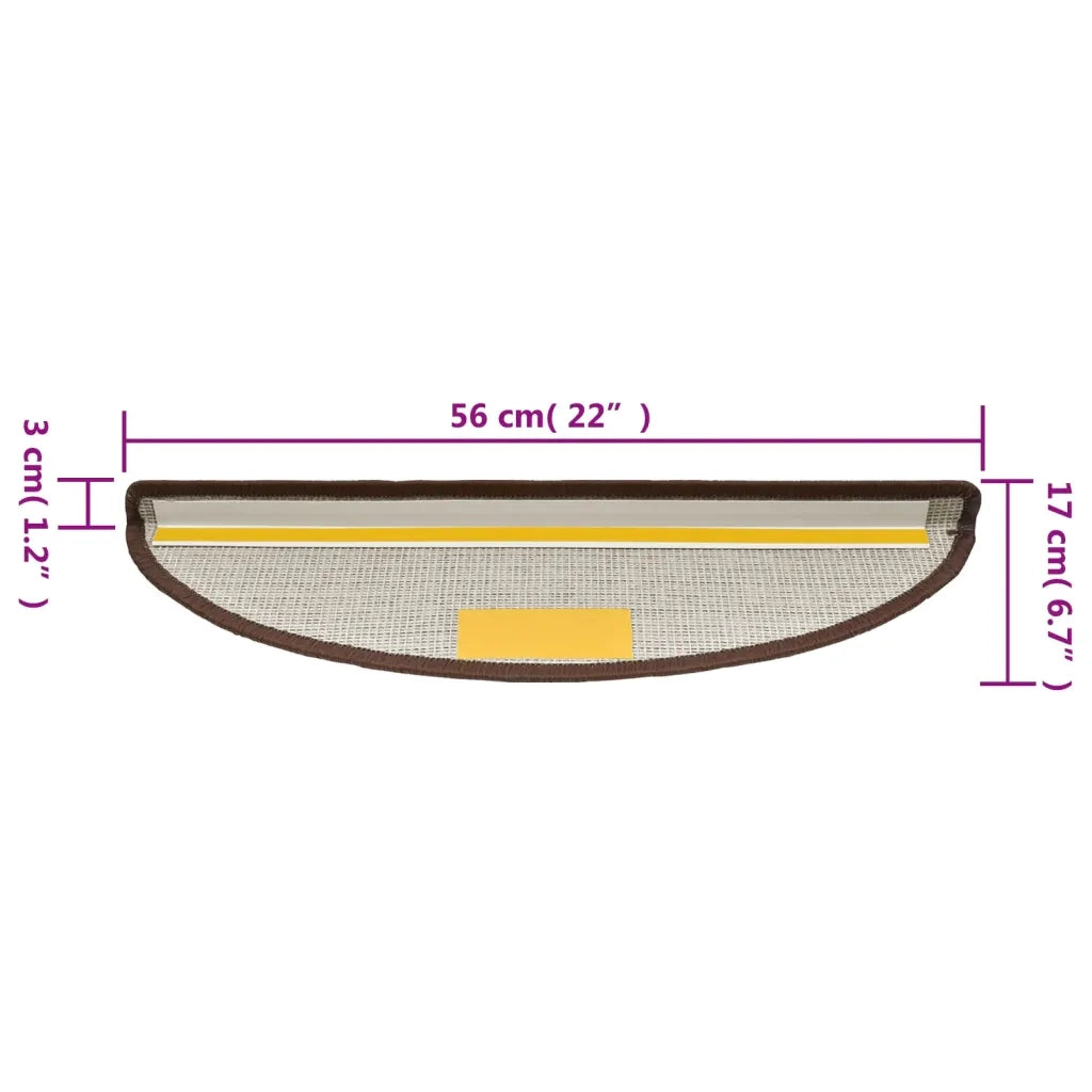 Tappetini per scale 10 pz 56x17x3 cm Marrone caffè Semicircolari 149743