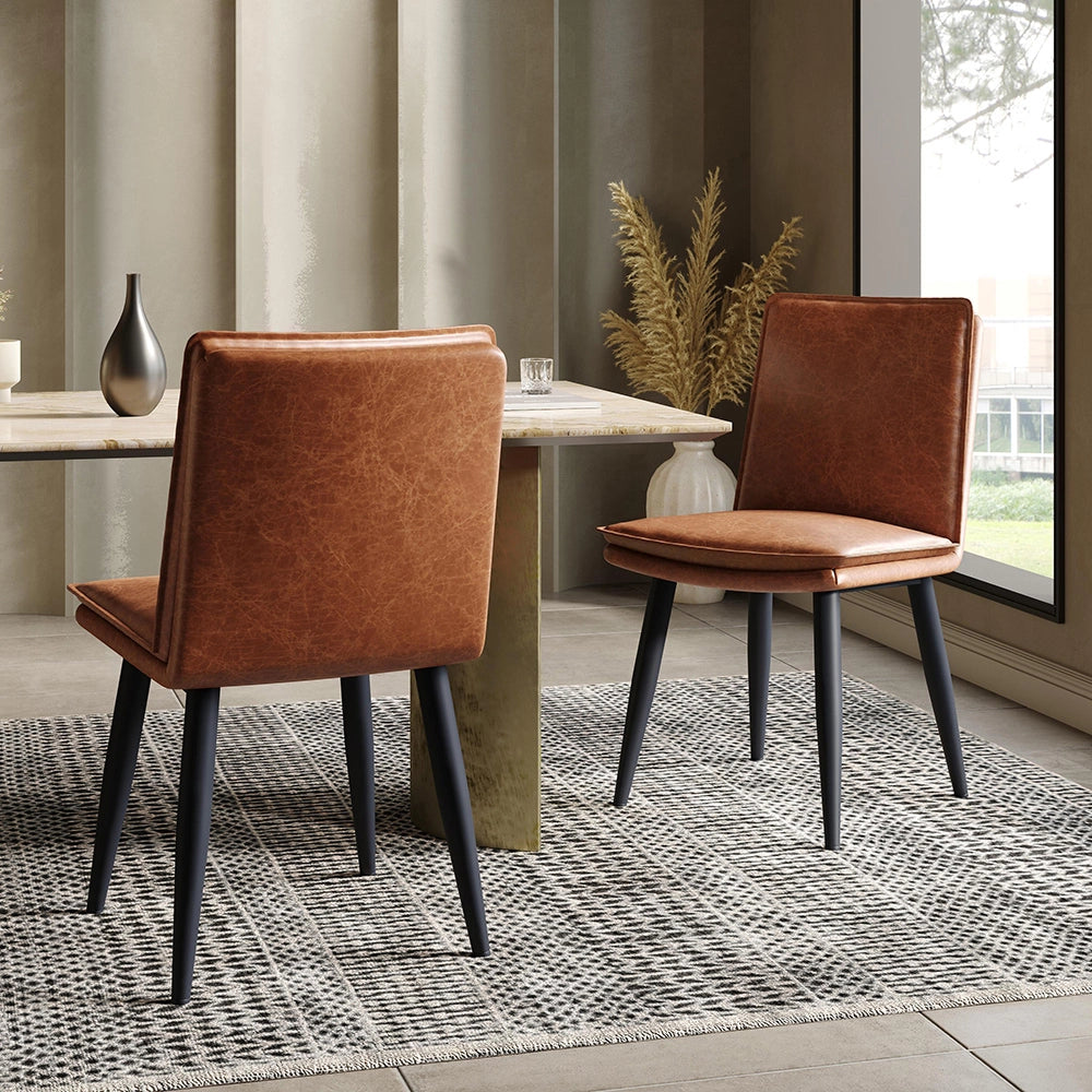 Set 4 sedie da pranzo - Xylo - PU marrone con doppio cuscino
