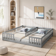 Letto per bambini con sponde di sicurezza; 90x200 cm; pino e MDF; grigio