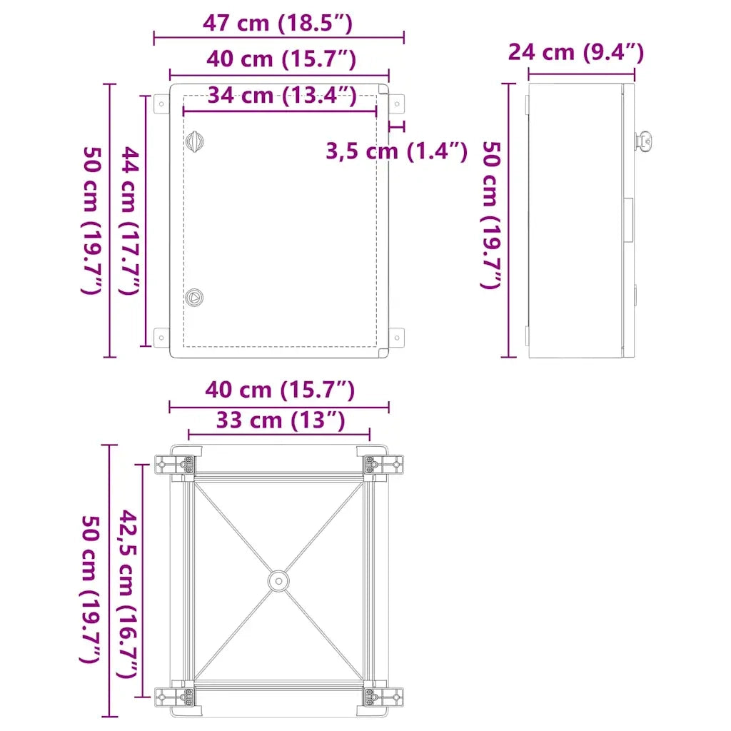 Armadio di Controllo Grigio 47 x 24 x 50 cm Plastica ABS 4106501