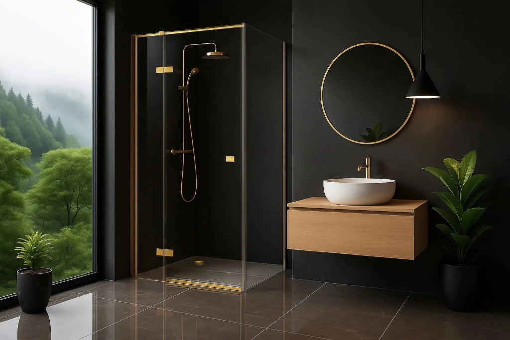 Cabina Doccia Rea Atlas 90x90 Brush Gold destra