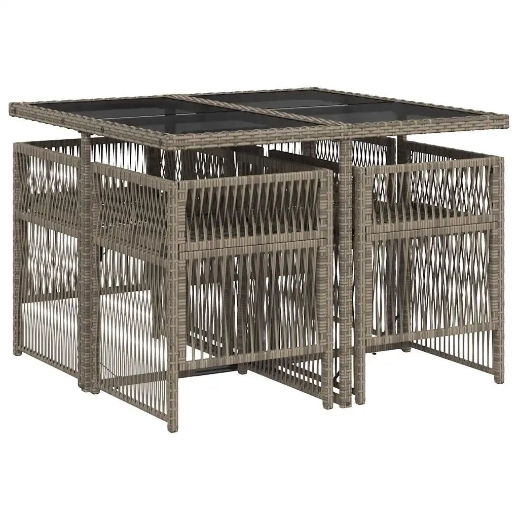 Set da Pranzo da Giardino 5 pz con Cuscini in Polyrattan Grigio 3210896