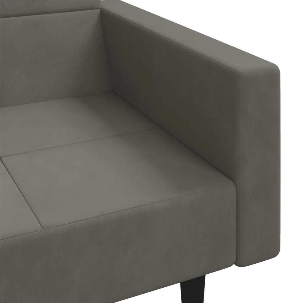 Divano letto | Sof¨¤ letto | Letto singolo a 2 Posti con 2 Cuscini Grigio Scuro in Velluto