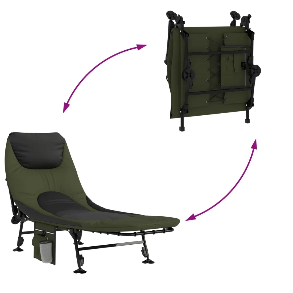 Letto da Pesca Gambe Anti Fango Regolabili Pieghevole Verde 4006422