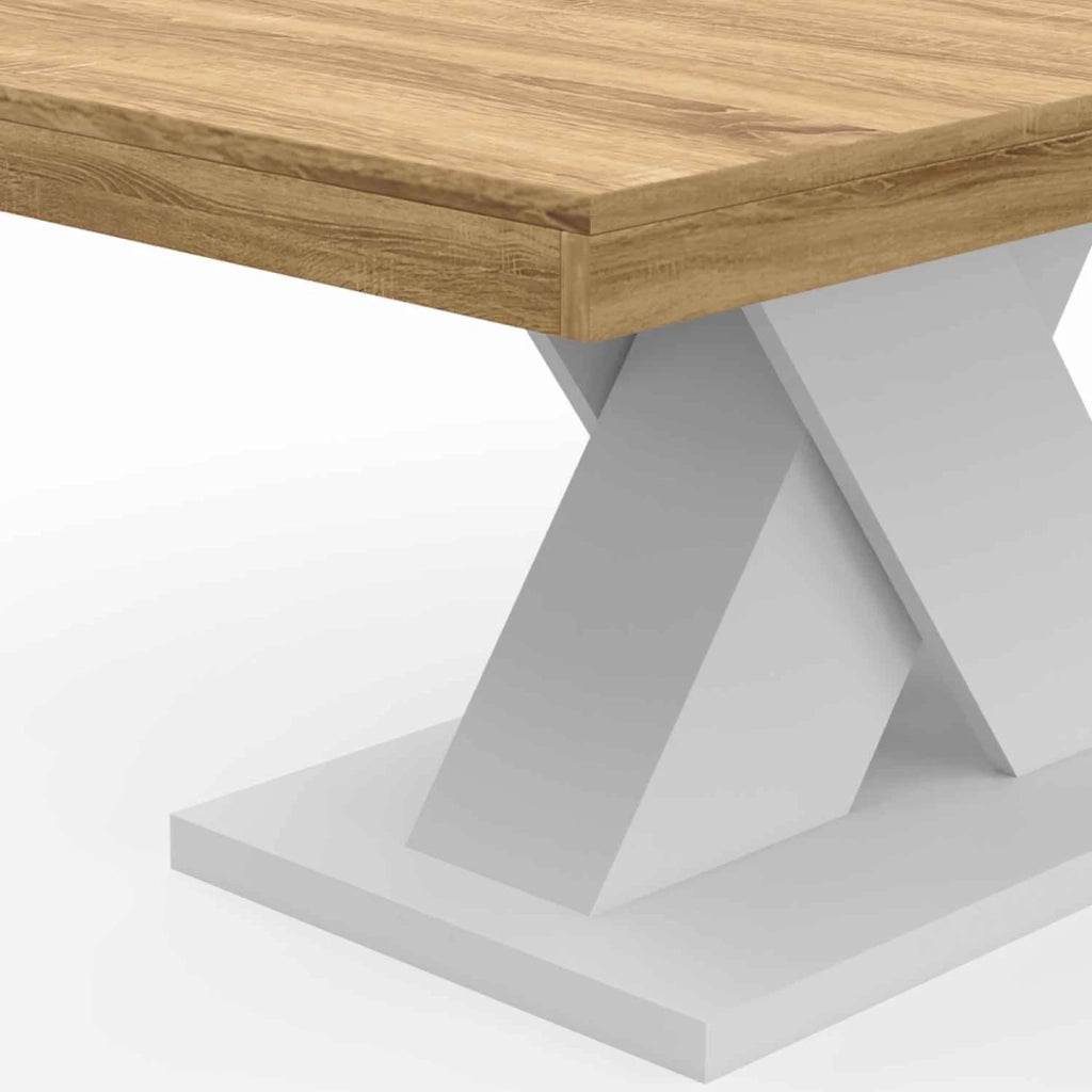 IDMarket - Mesa de centro ALICIA con base en X efecto macizo blanco