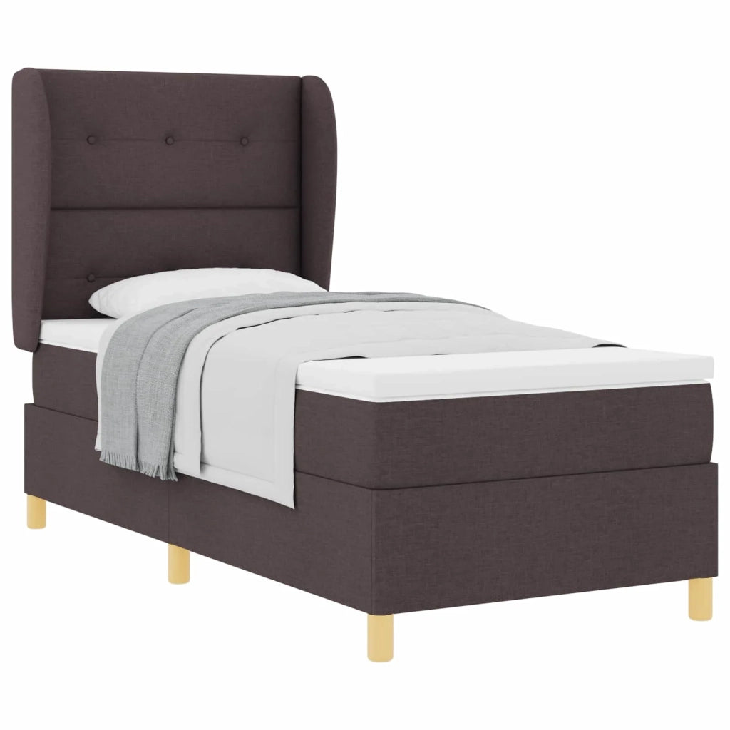 Letto a molle con materasso Marrone Scuro 190 x 90 cm Tessuto 3340728