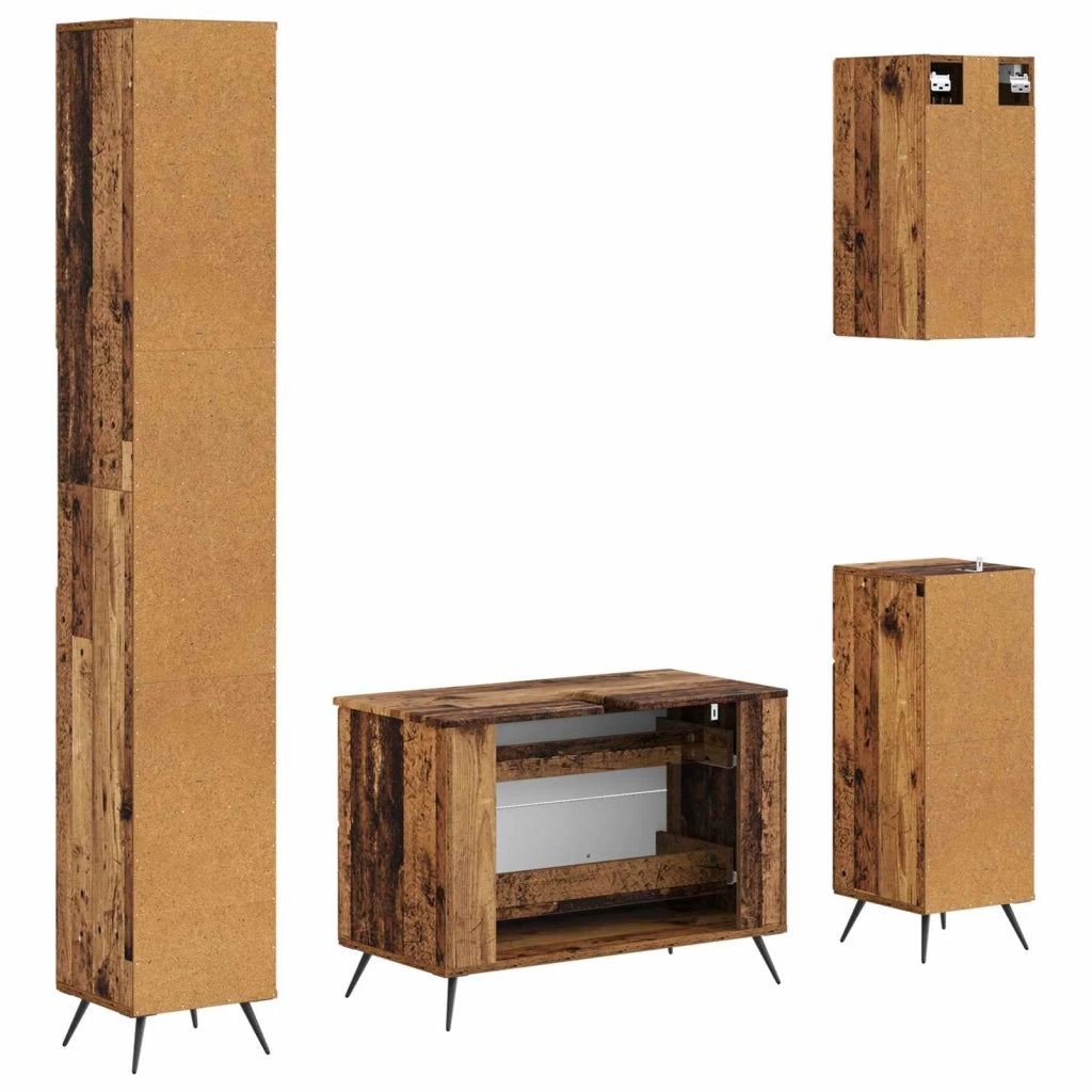 Set di Mobili da Bagno da 4 Pezzi BREDA Legno antico 3417970
