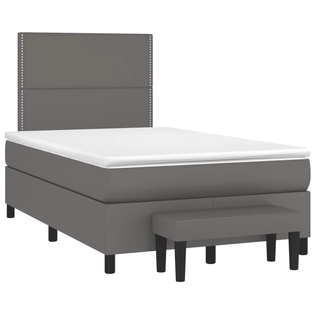 Giroletto a Molle con Materasso Grigio 120x200 cm in Similpelle